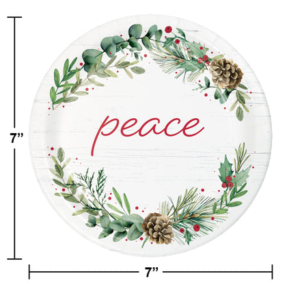 Peace 7in Paper Plates 8ct | Christmas