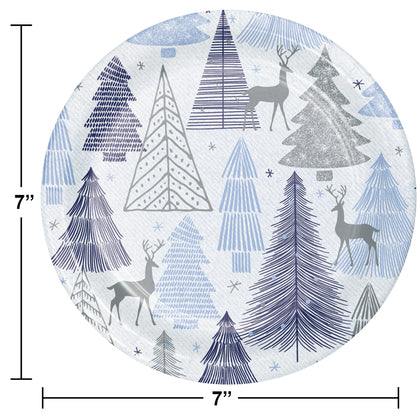 Snowfall 7in Paper Plates 8ct | Christmas