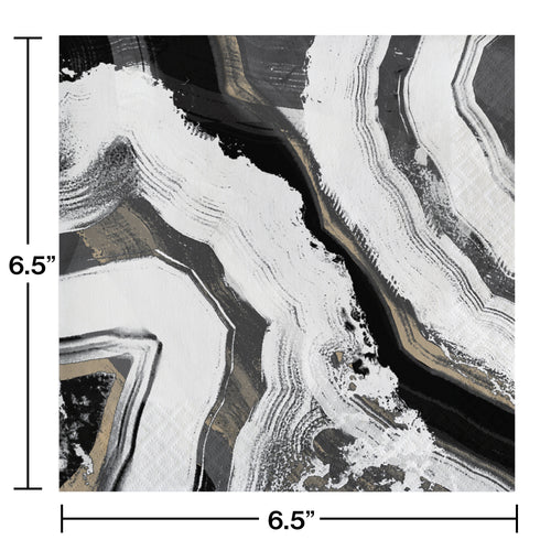 Black and White Agate Luncheon Napkins 16ct | General Entertainment