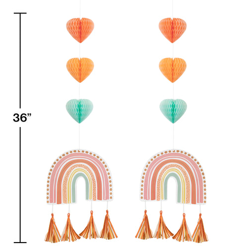 Boho Rainbow Hanging Cutouts with Tassels | Kid's Birthday