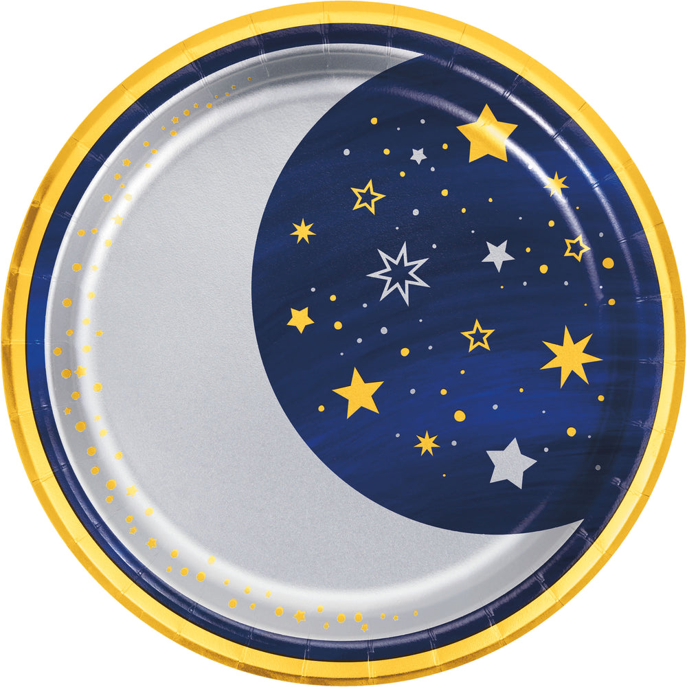 Starry Night Moon Foil 9in Plates 8ct | General Entertainment