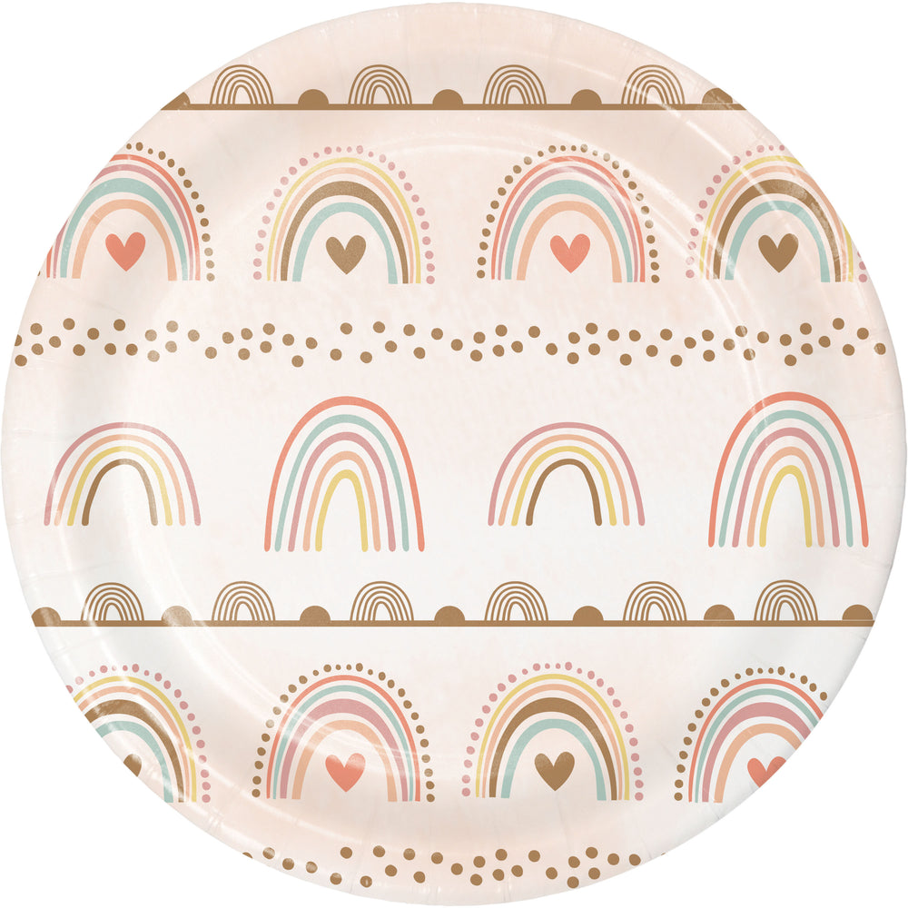 Boho Rainbow 7in plates 8ct | Kid's Birthday