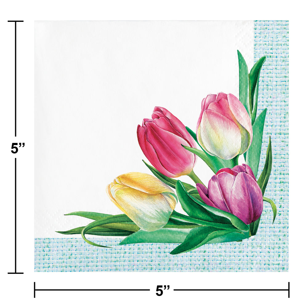 Tulip Wreath Beverage Napkins 16ct | Easter