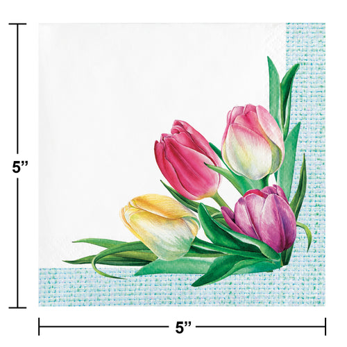 Tulip Wreath Beverage Napkins 16ct | Easter