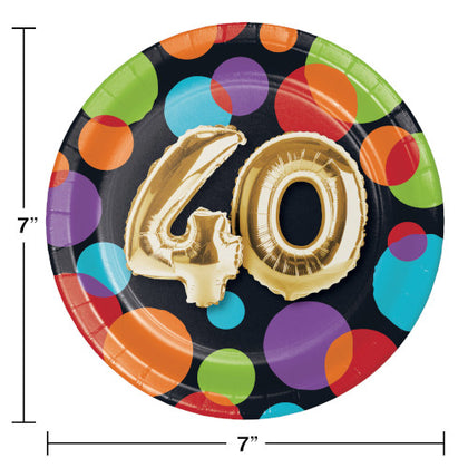40th Birthday 7in Plates 8ct | Milestone Birthday
