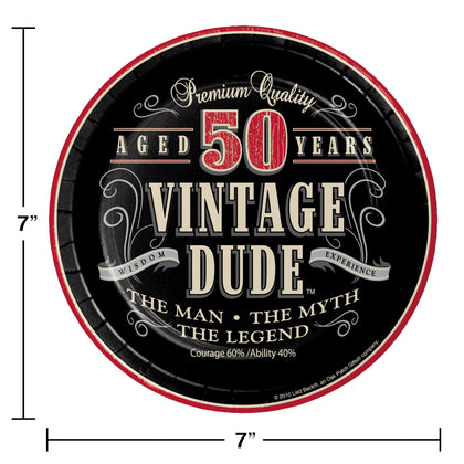 Vintage Dude 50 Cake Plates 8ct | Milestone Birthday