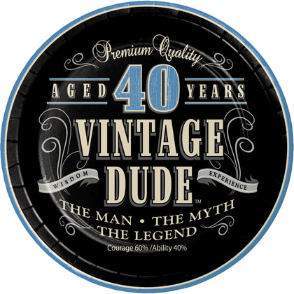 Vintage Dude 40 Cake Plates 8ct | Milestone Birthday