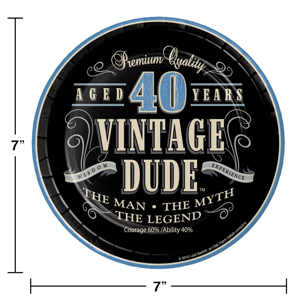 Vintage Dude 40 Cake Plates 8ct | Milestone Birthday