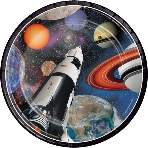 Space Ship 7" Paper Cake Plates 8ct | Kid's Birthday