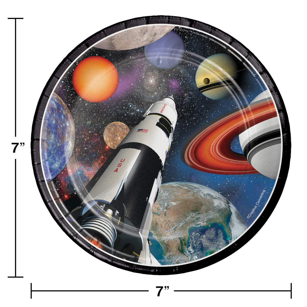 Space Ship 7" Paper Cake Plates 8ct | Kid's Birthday