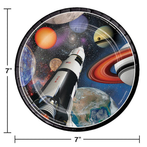 Space Ship 7" Paper Cake Plates 8ct | Kid's Birthday
