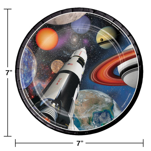 Space Ship 7" Paper Cake Plates 8ct | Kid's Birthday