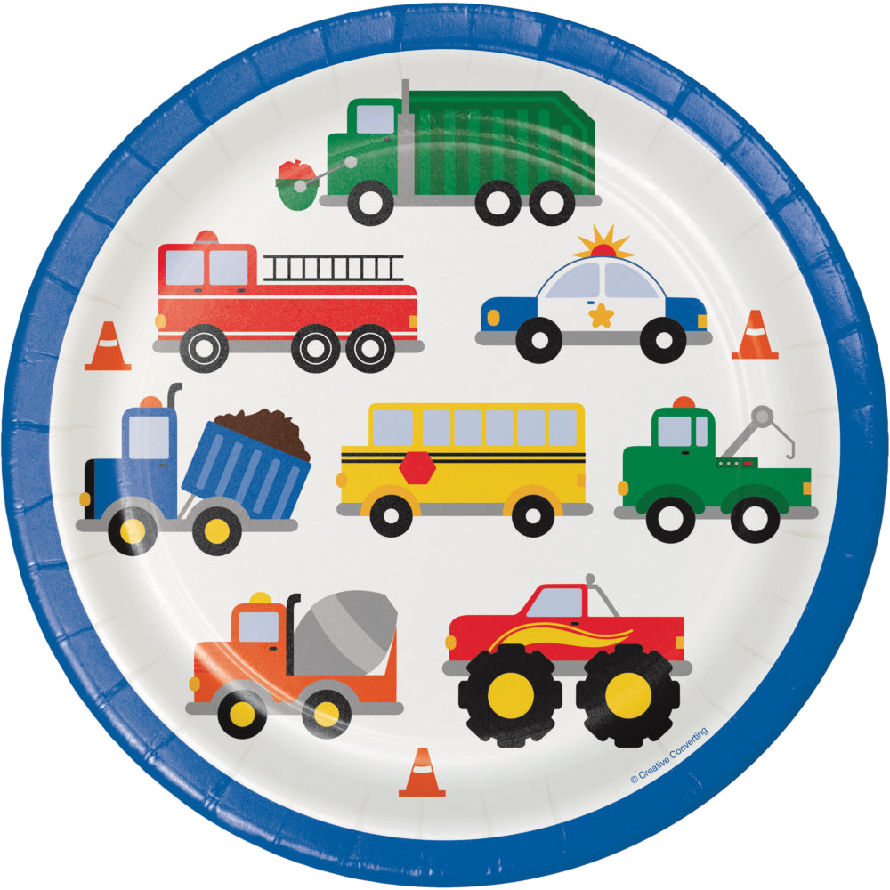 Traffic Jam 9" Paper Plates 8ct | Kid's Birthday