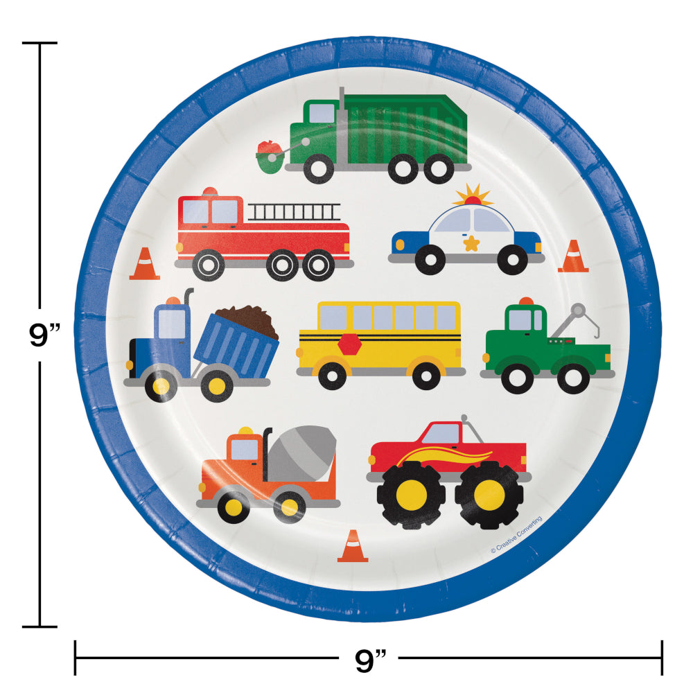 Traffic Jam 9" Paper Plates 8ct | Kid's Birthday