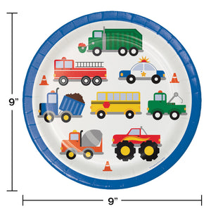 Traffic Jam 9" Paper Plates 8ct | Kid's Birthday