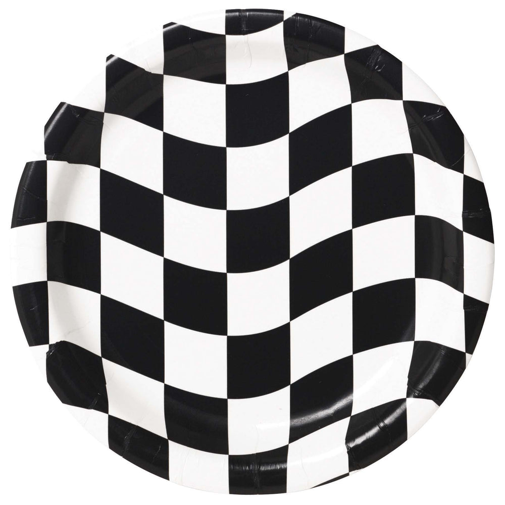Black & White Check 9in Paper Plates 8ct | Kid's Birthday
