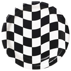Black & White Check 9in Paper Plates 8ct | Kid's Birthday