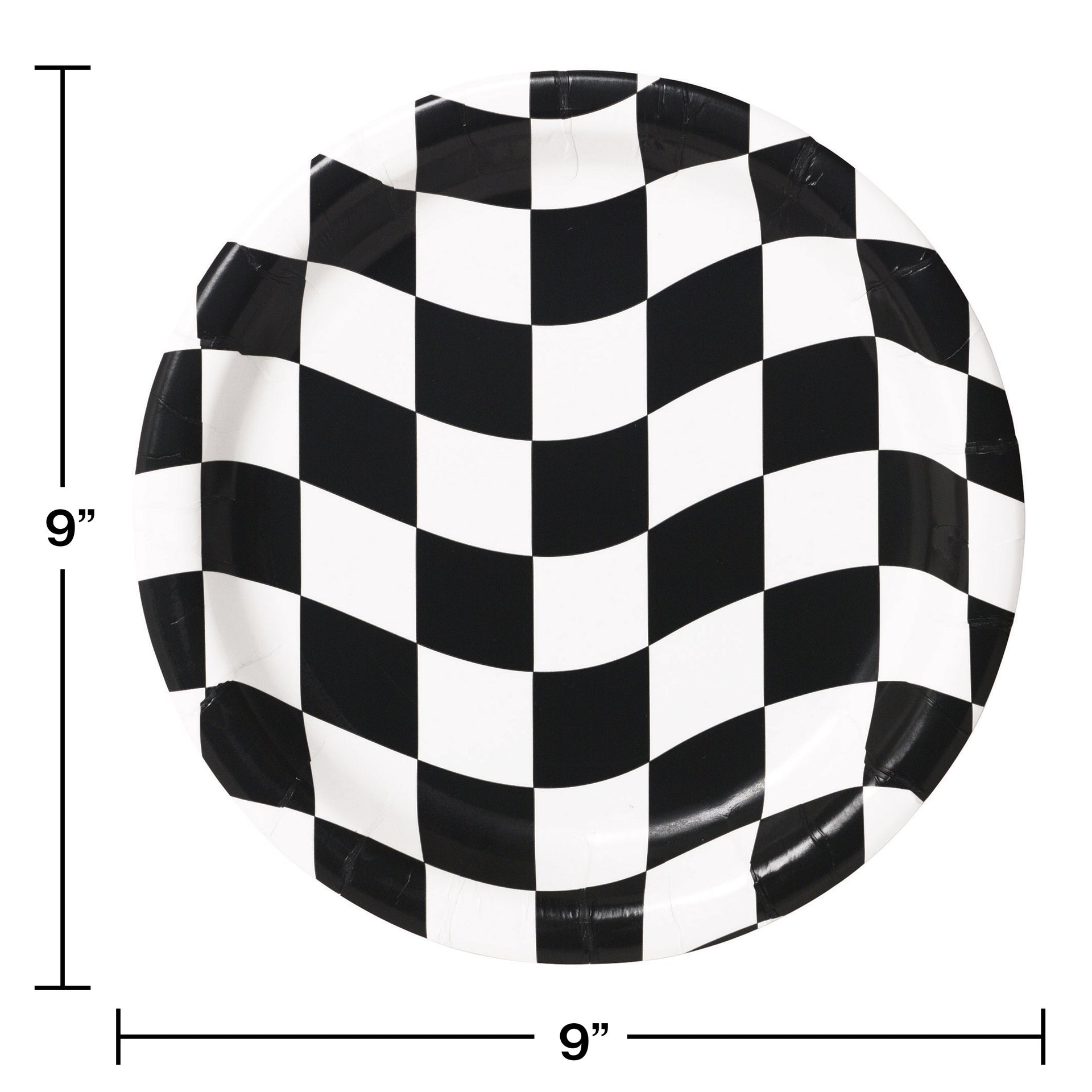 Black & White Check 9in Paper Plates 8ct | Kid's Birthday