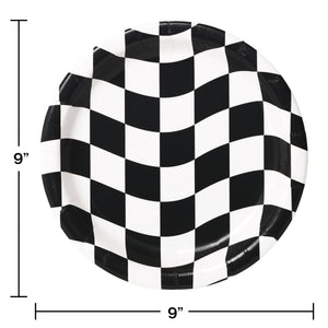 Black & White Check 9in Paper Plates 8ct | Kid's Birthday