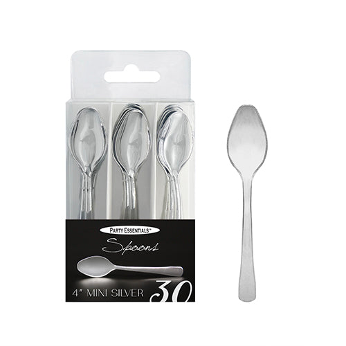 4 in SILVER MINI SPOONS – 30 CT.
