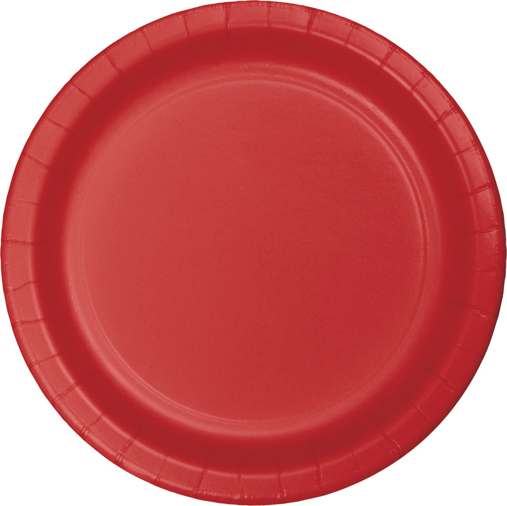 Classic Red Paper 10in Dinner Plates 24ct | Solids