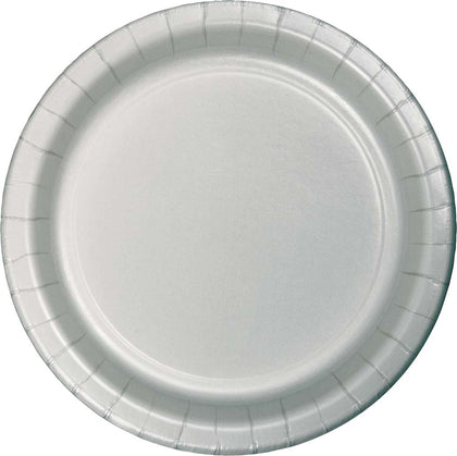 Shimmering Silver 10in Paper Plates 24ct | Solids
