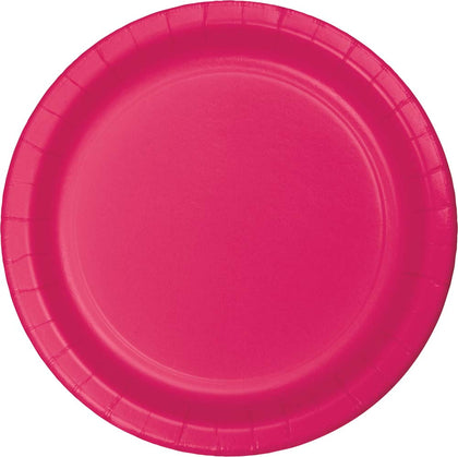 Hot Magenta 10in Paper Dinner Plates 24ct | Solids