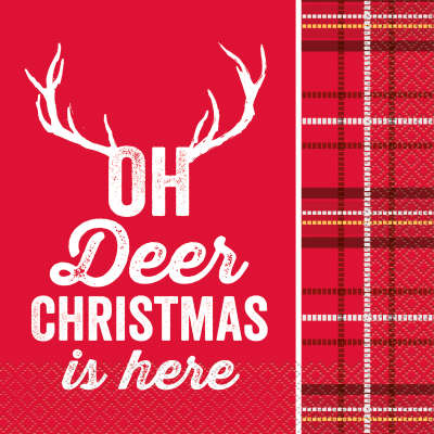 Plaid Deer Christmas Luncheon Napkins 16ct | Christmas