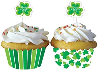 Shamrock Cupcake Wrappers with Picks