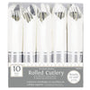 Premium Silver Cutlery Rolled in Napkin 10ct | Catering