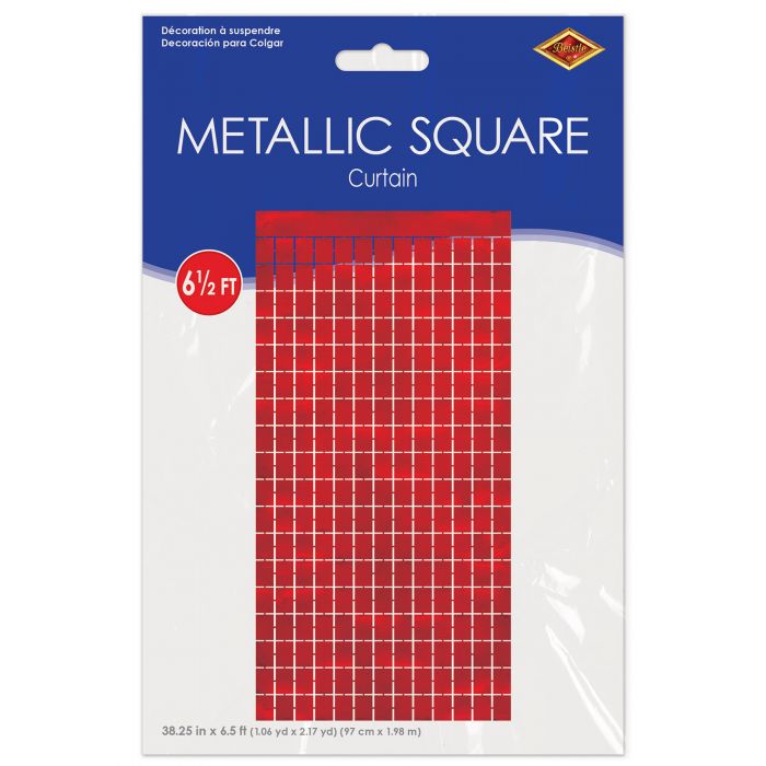 Metallic Square Curtain - Red | General Entertaining