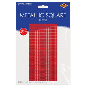 Metallic Square Curtain - Red | General Entertaining