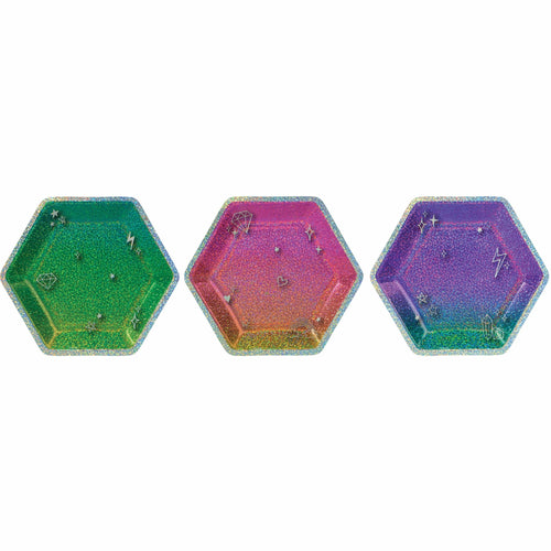 Sparkle Prismatic Hexagonal Plates 7"