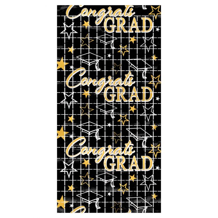 Congrats Grad Metallic Square Curtain | Graduation