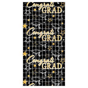 Congrats Grad Metallic Square Curtain | Graduation