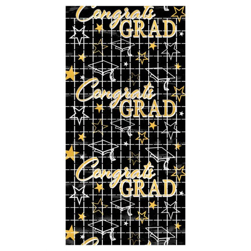 Congrats Grad Metallic Square Curtain | Graduation