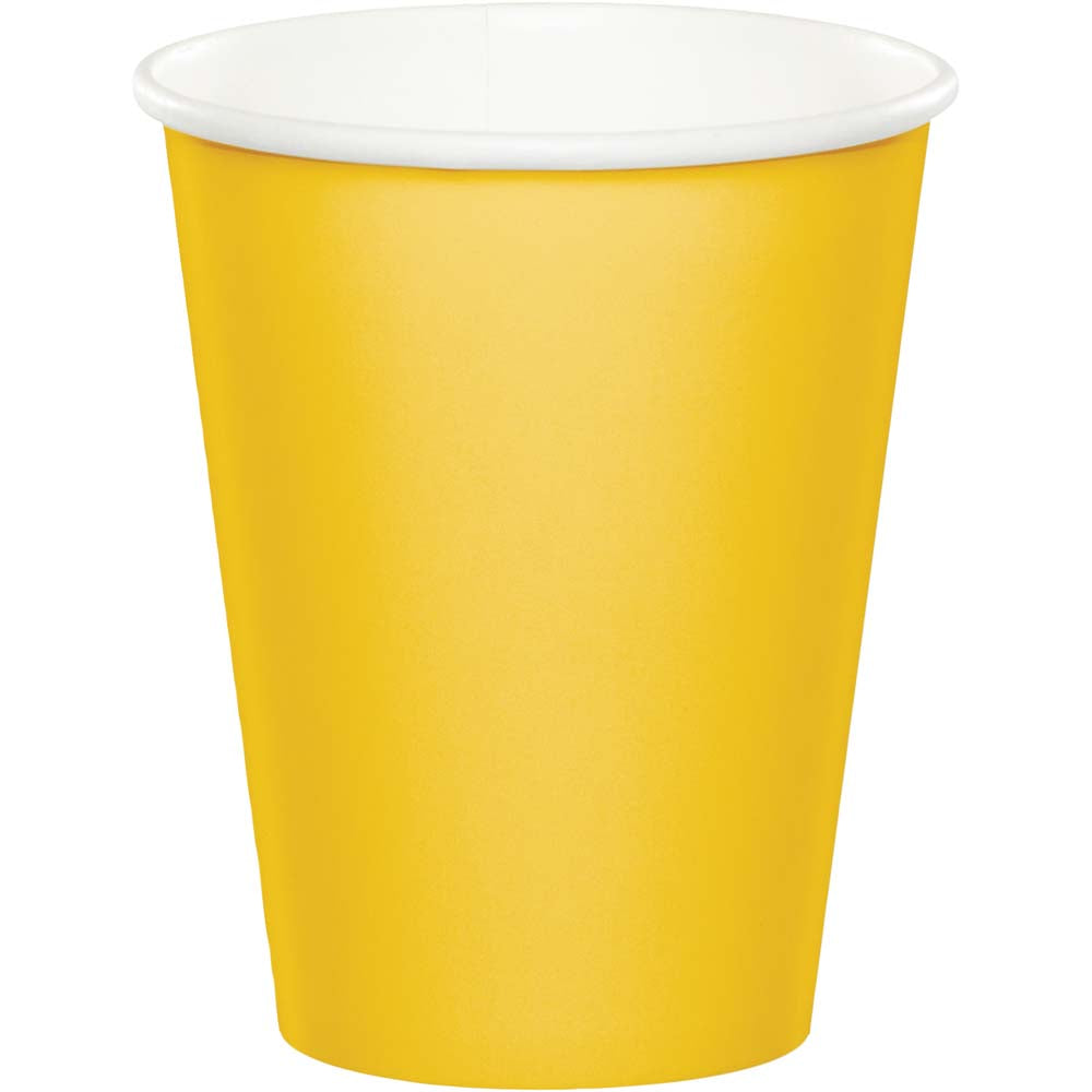 School Bus Yellow Paper 9oz Cups 24ct | Solids