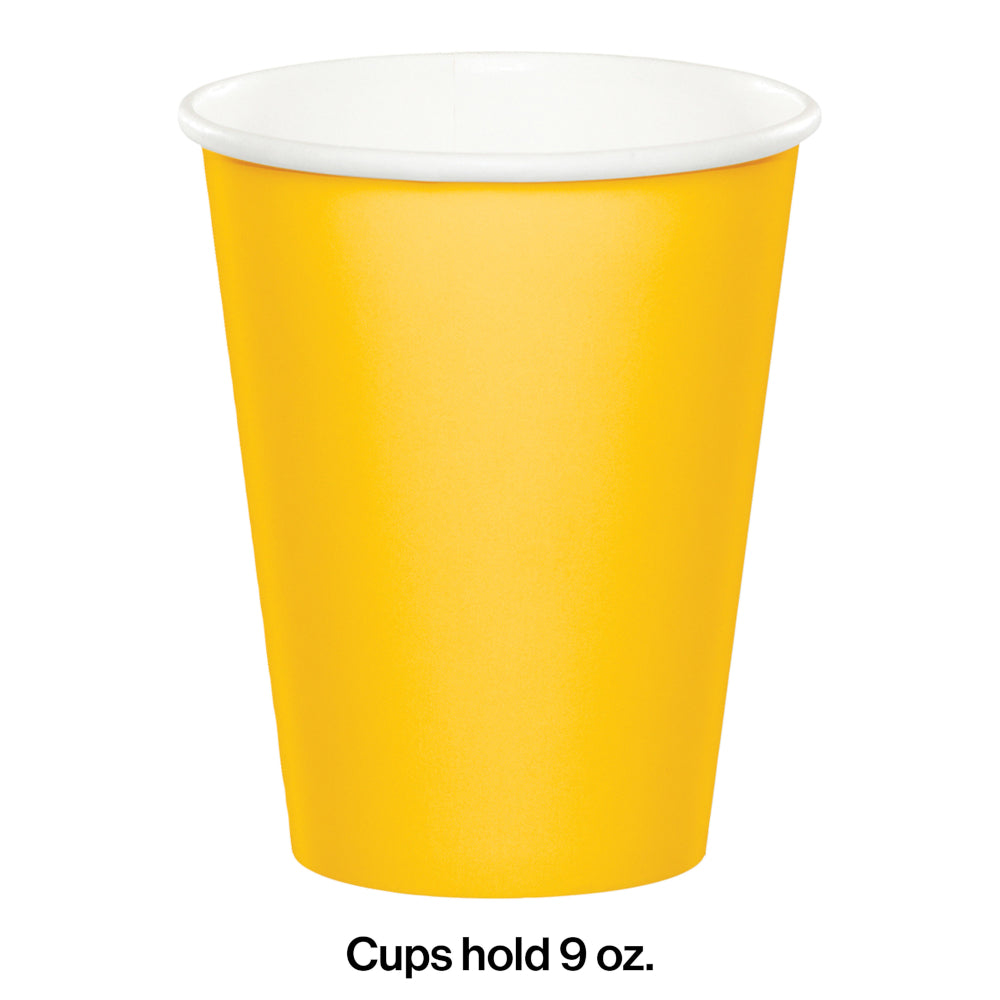 School Bus Yellow Paper 9oz Cups 24ct | Solids