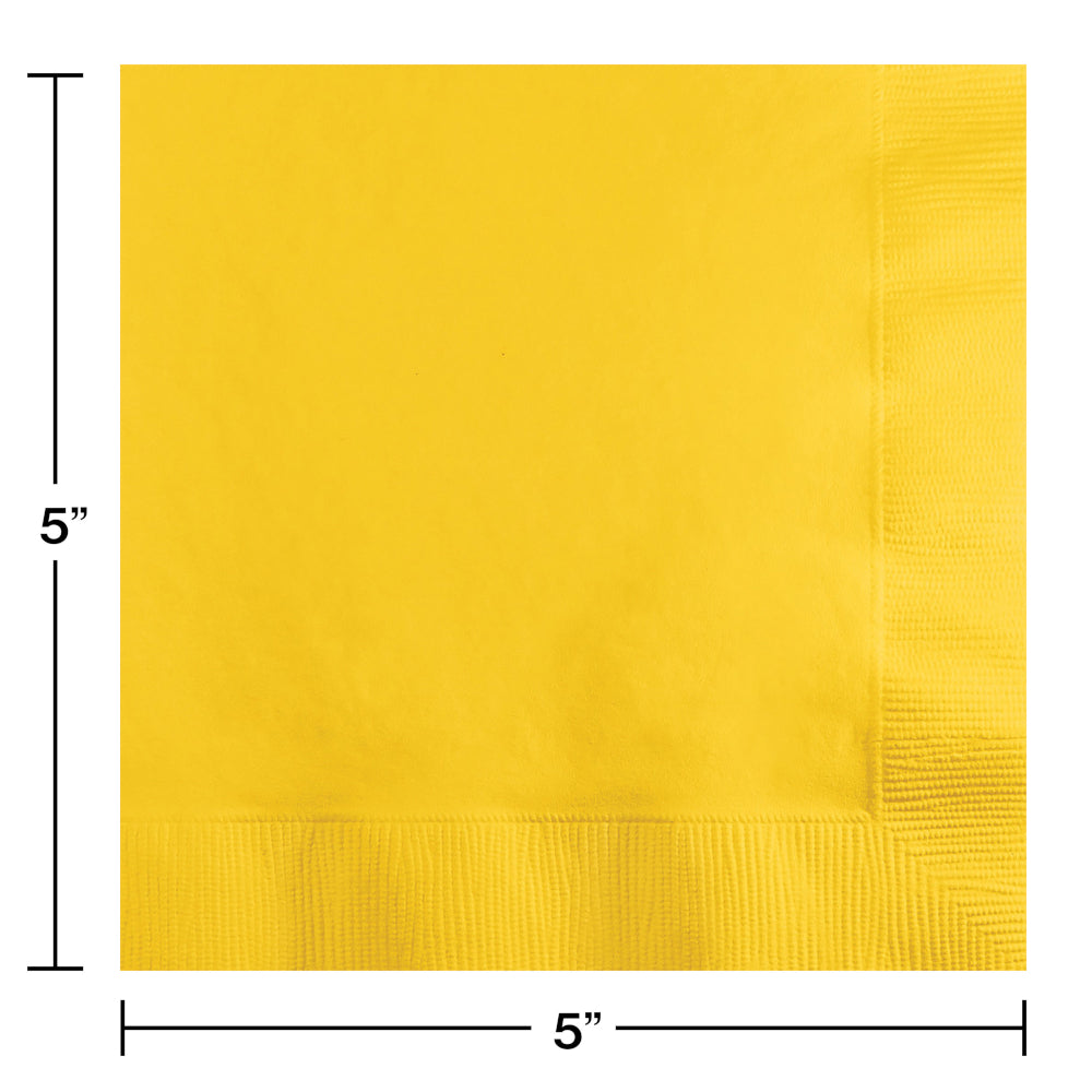 School Bus Yellow Beverage Napkins | Solids