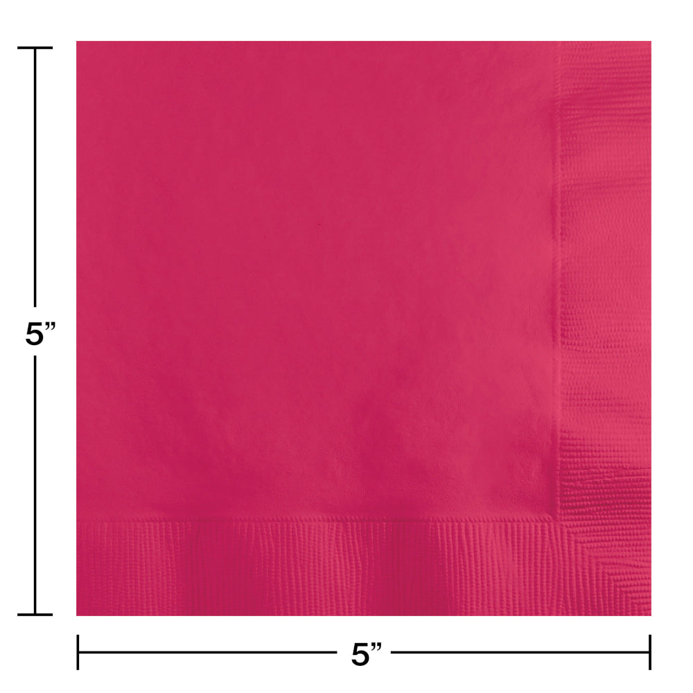 Hot Magenta Beverage Napkins 50ct | Solids