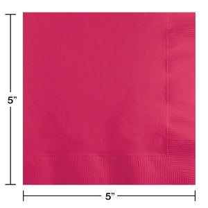 Hot Magenta Beverage Napkins 50ct | Solids