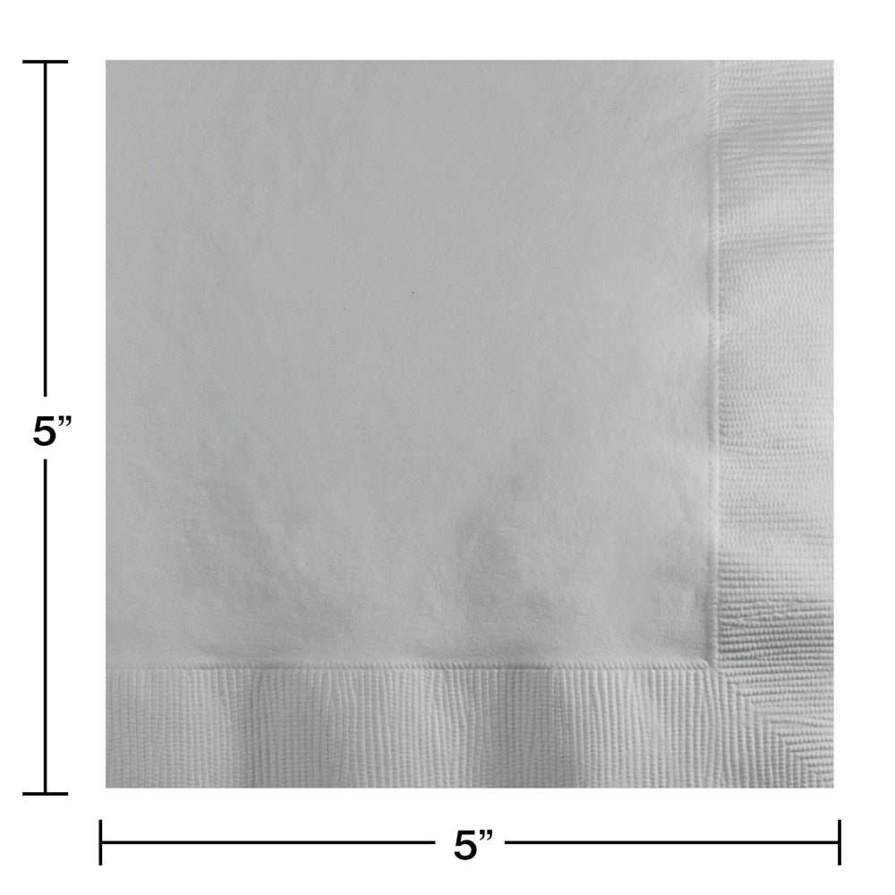 Shimmering Silver Beverage Napkins 50ct | Solids
