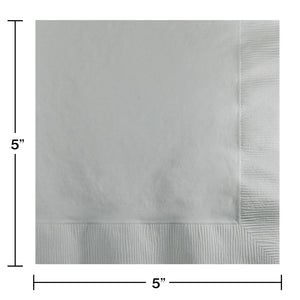 Shimmering Silver Beverage Napkins 50ct | Solids