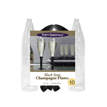 5 oz. 2 pc. Black Stem Champagne Flutes - 10 Ct.