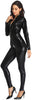 Black Long Sleeve Wet Look Bodysuit | Adult