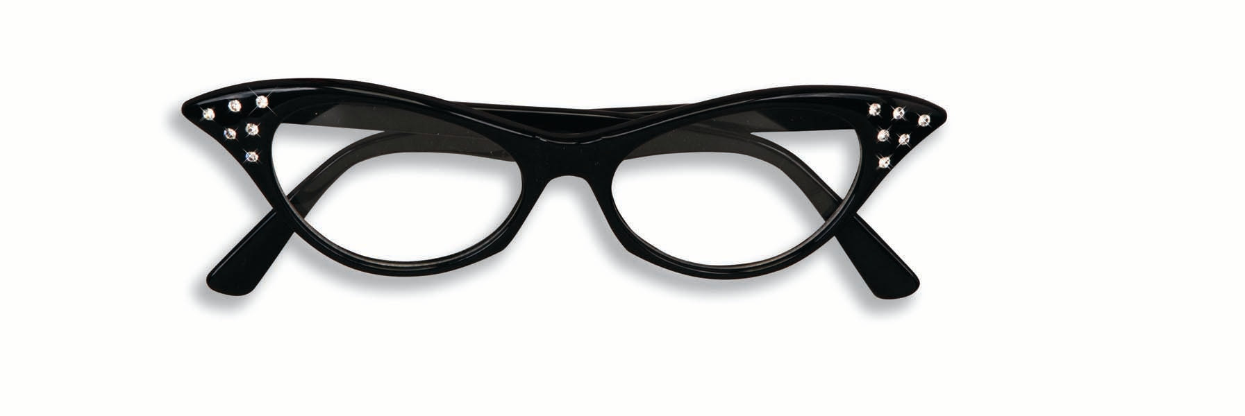 50's Rhinestone Glasses - Black