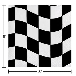 Racing Checkered Beverage Napkins 16ct | Kid's Birthday