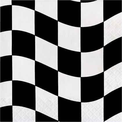 Racing Black & White Check Luncheon Napkins 16ct | Kid's Birthday