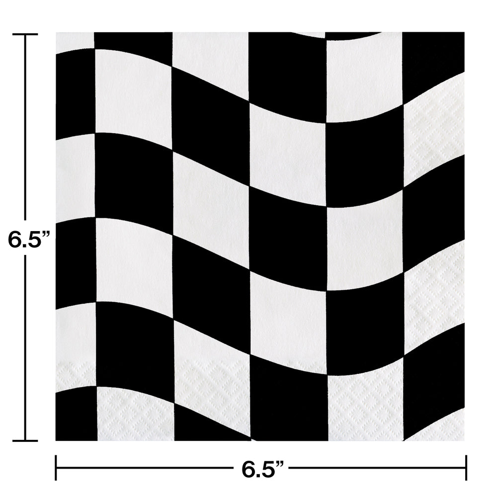 Racing Black & White Check Luncheon Napkins 16ct | Kid's Birthday