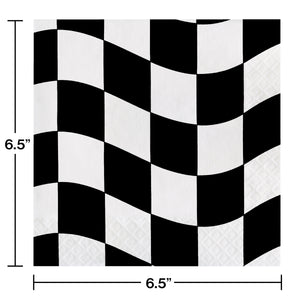 Racing Black & White Check Luncheon Napkins 16ct | Kid's Birthday